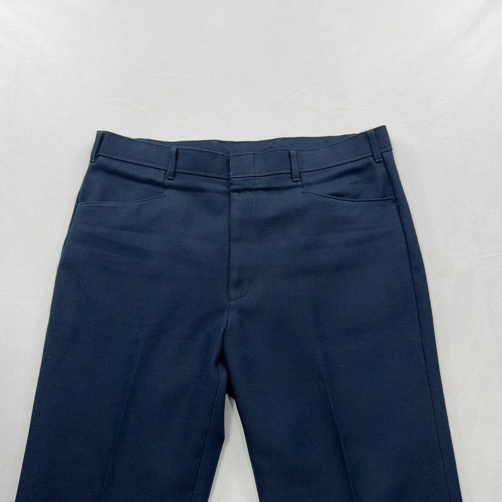 Levi's Action Slacks Sta-Prest Vintage Trousers Navy Blue Mens 36x31